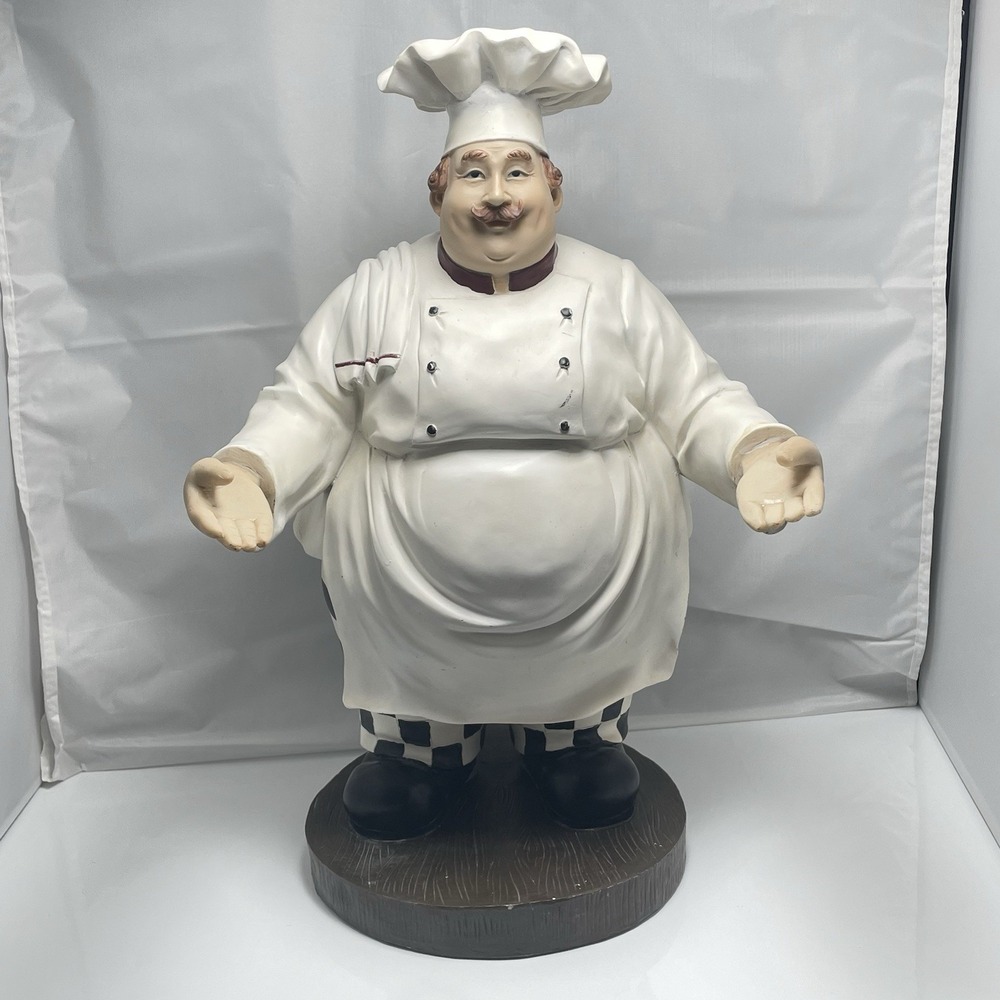 Vintage Rare Italian Fat Chef Statue with Hand Out 18 Inches‎ In Height - Read